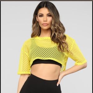 FASHION NOVA NWOT throwback boxy top yellow